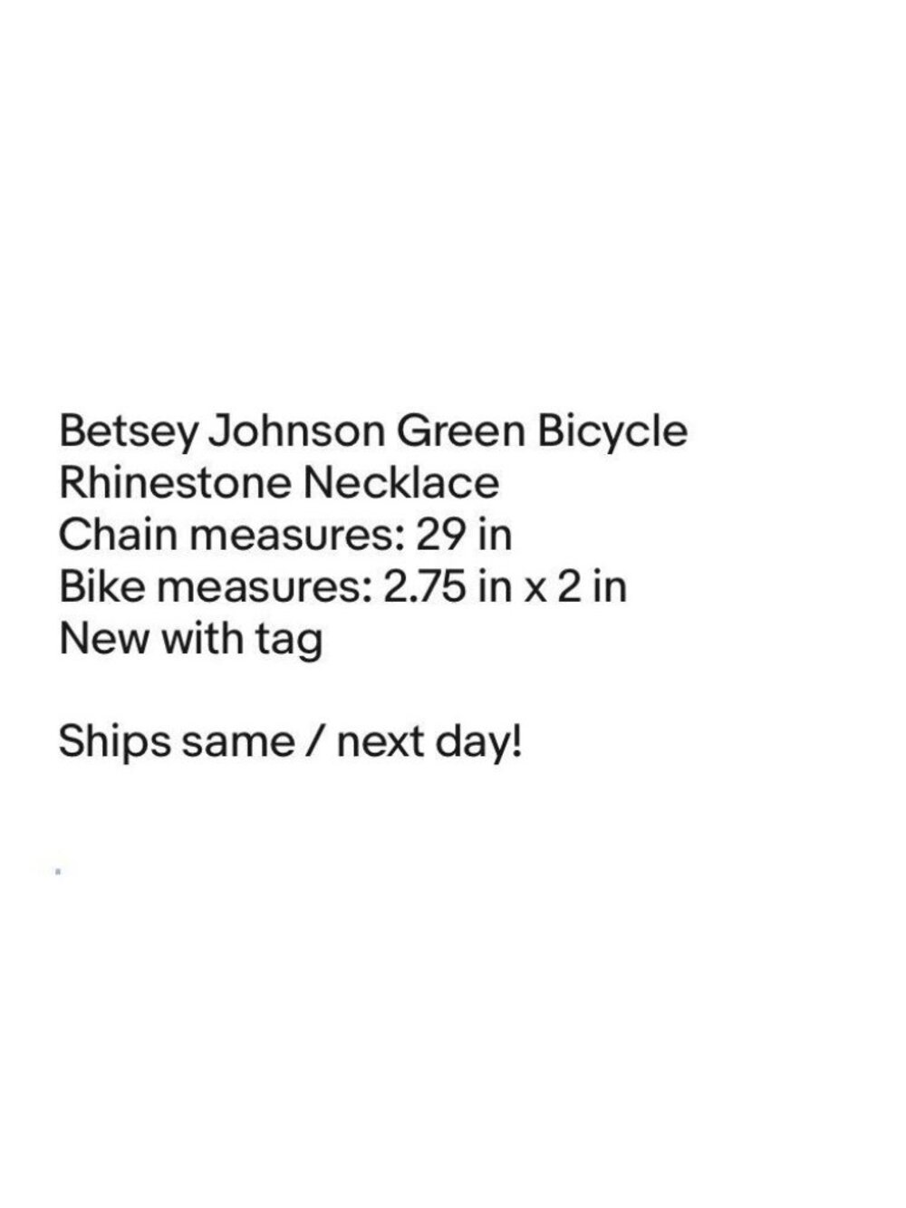 Betsey Johnson Green Bicycle Bike Necklace New - Picture 4 of 4